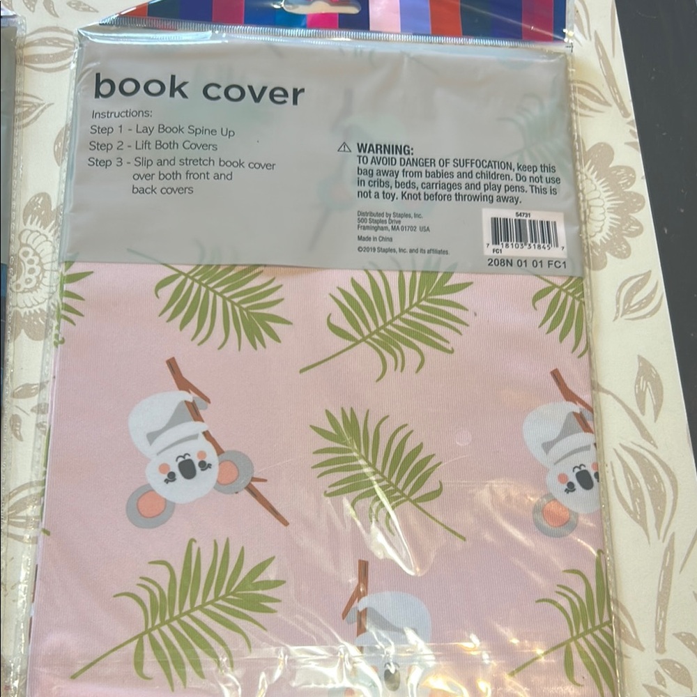 Koala Print Book Cover - Pink